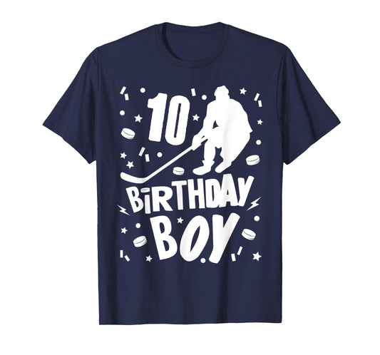 10th Birthday Boy Ice Hockey Kids 10 Years Old Party Gift T-Shirt