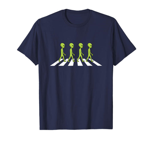 Aliens crossing and walking across road funny gift T-Shirt