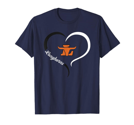 Lanier Longhorns Logo Half Heart Slogan HS T-Shirt