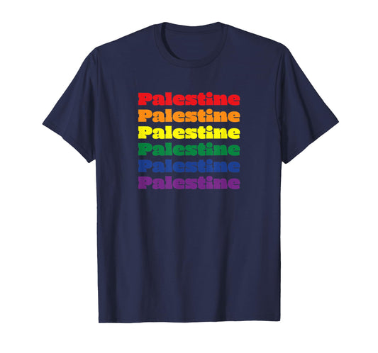 Palestine Texas LGBTQ Gay Pride Month Rainbow Solidarity T-Shirt