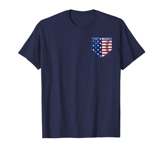 Baseball Drip Memorial Day Patriotic American Flag (2 Sides) T-Shirt