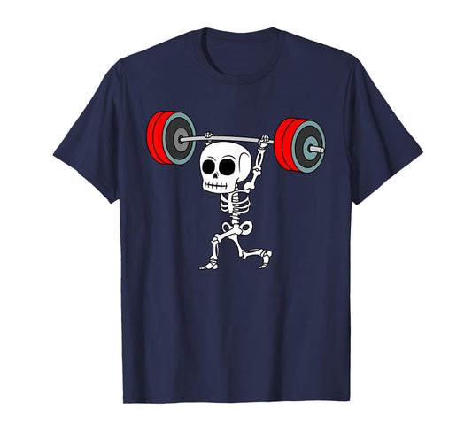 Weightlifting Skeleton Halloween Fitness Gym Workout Costume T-Shirt