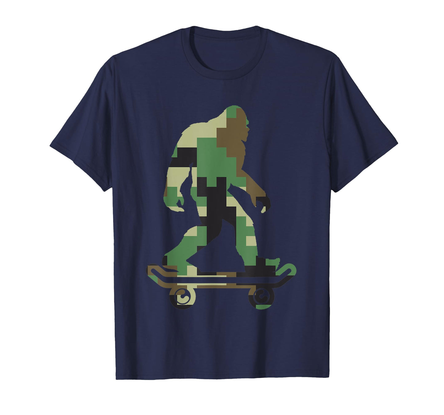Retro Skater Hide and Seek Champion Apparel Bigfoot Camouflage Skateboarders Sasquatch Skateboarding T-Shirt