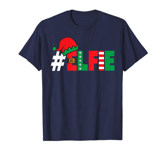 #Elfie Funny Christmas Elfie Elf Selfie Picture Holiday Pun T-Shirt