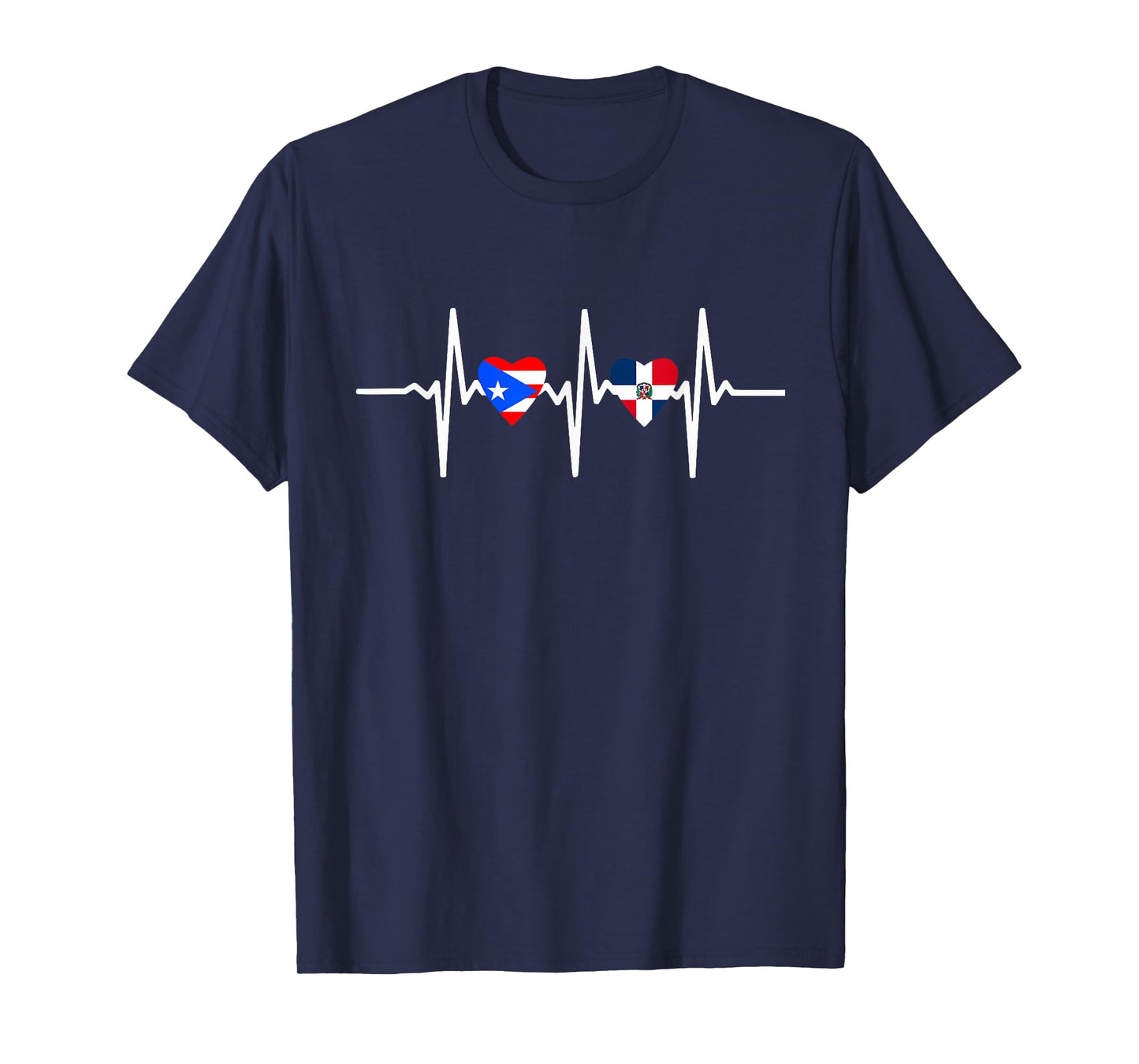 Half Dominican and Puerto Rican Rico Flag DominiRican Heart T-Shirt