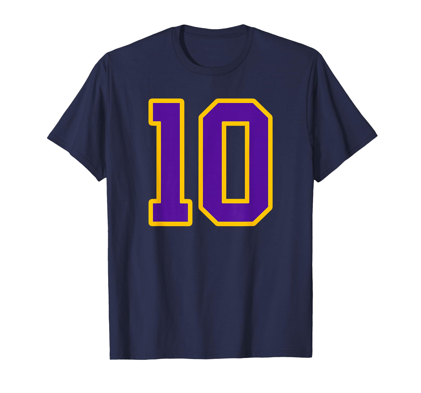 Purple and Gold Number 10 Jersey Player Uniform #10 Fan T-Shirt