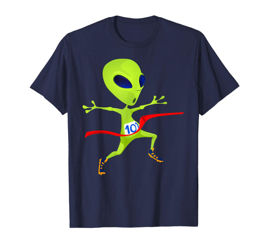 Funny Running Alien For Men, Women & Kids Runners Graphic T-Shirt