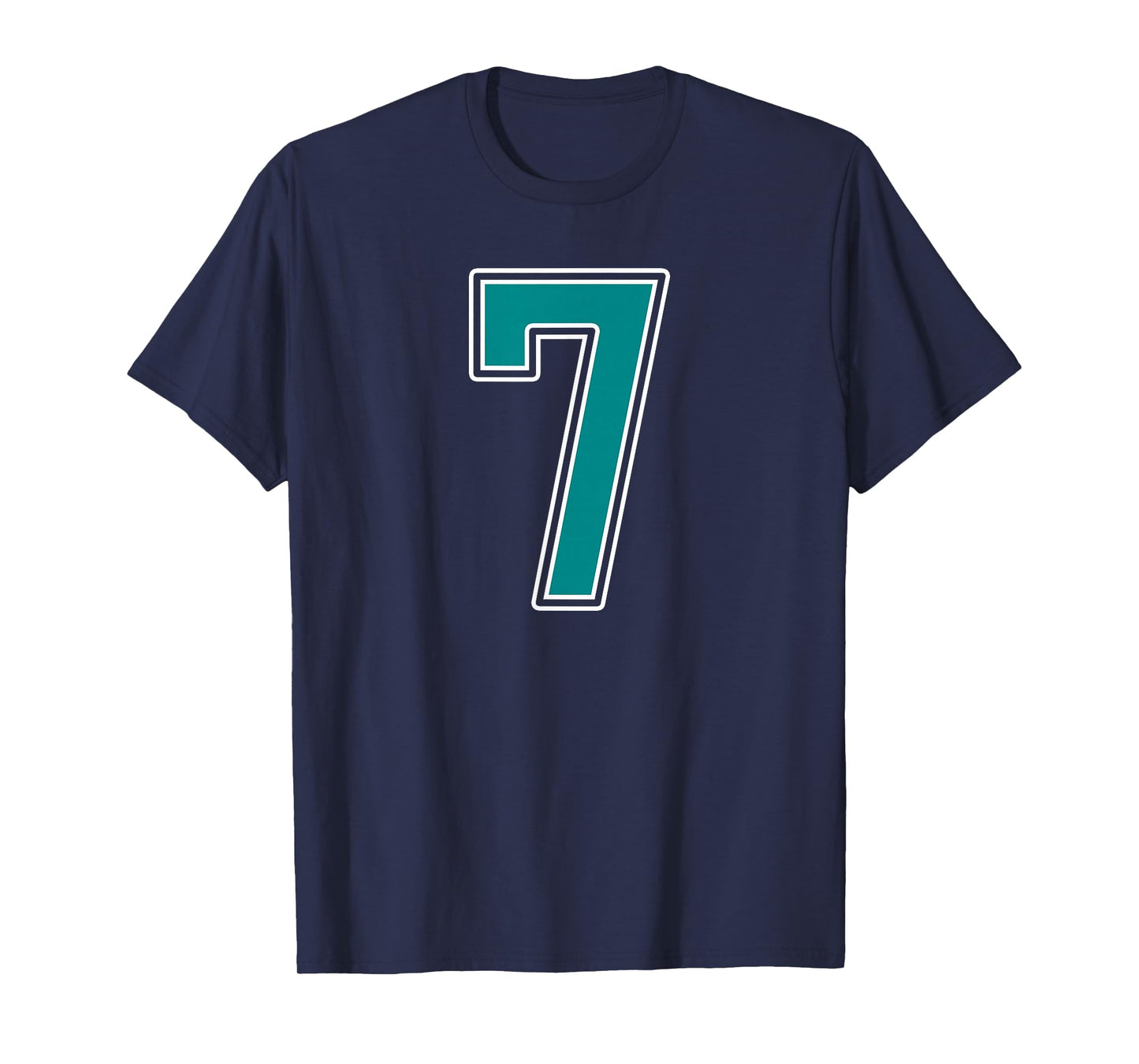 Teal and White Number 7 Jersey Player Uniform #7 Fan T-Shirt