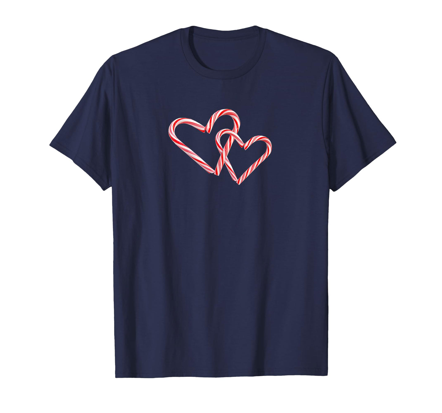 Peppermint Candy Cane Interlocking Hearts Christmas Holiday T-Shirt