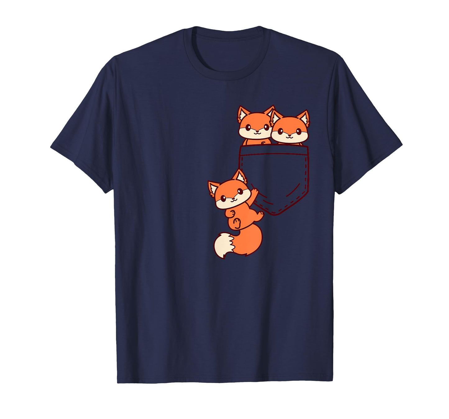 For Fox Lovers Cute Kawaii Baby Fox In Pocket T-Shirt