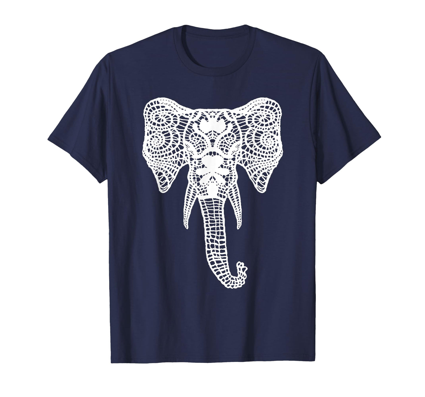 Elephant Design Elegant white Lace Elephant Head T-Shirt