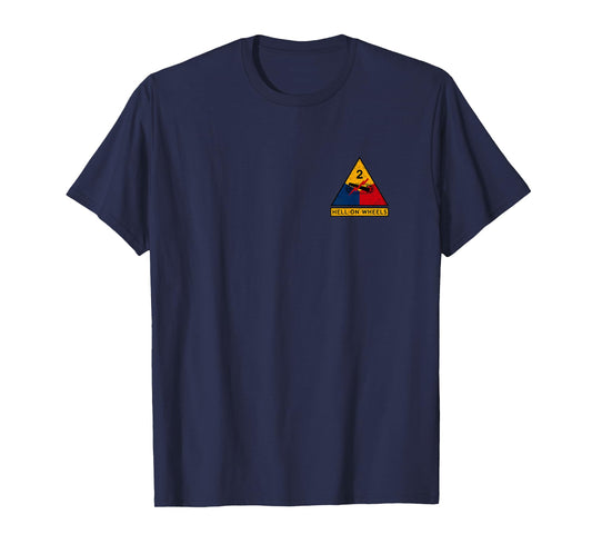 2nd Armored Division M4 Sherman WW2 Tank Front & Back Print T-Shirt