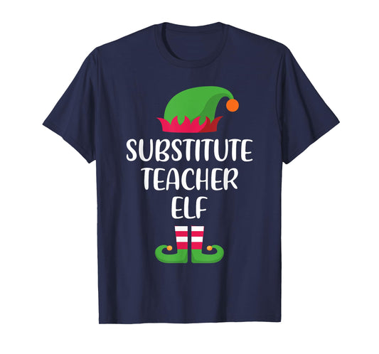 Substitute Teacher Elf Christmas Family Matching group T-Shirt
