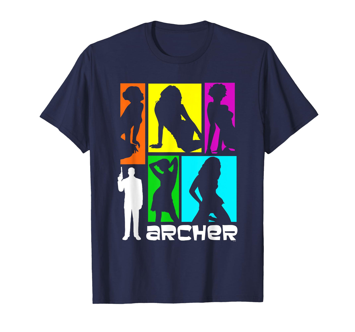 Archer Colorful Retro Silhouettes 60's Inspired Cartoon T-Shirt