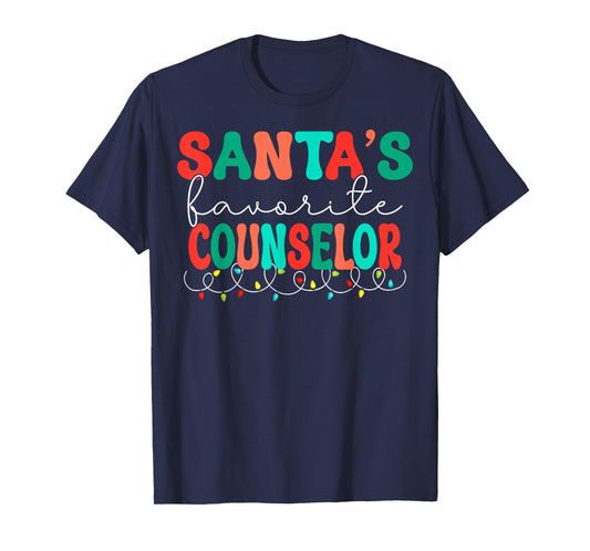 Santas Favorite Counselor Retro Christmas School Counselor T-Shirt