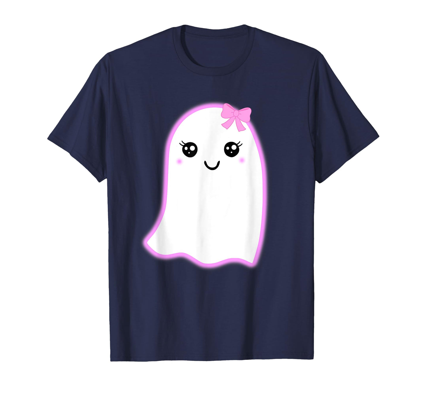 Halloween Cute Ghost Kawaii Style Pink Bow Girls Graphic T-Shirt