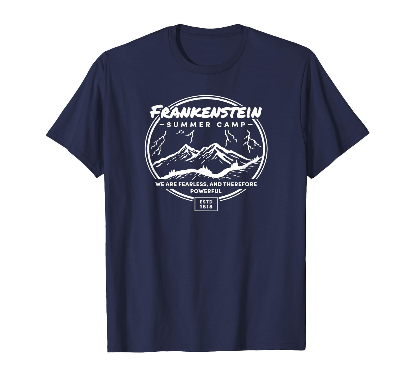Frankenstein Summer Camp Mountain Literary Book Design T-Shirt