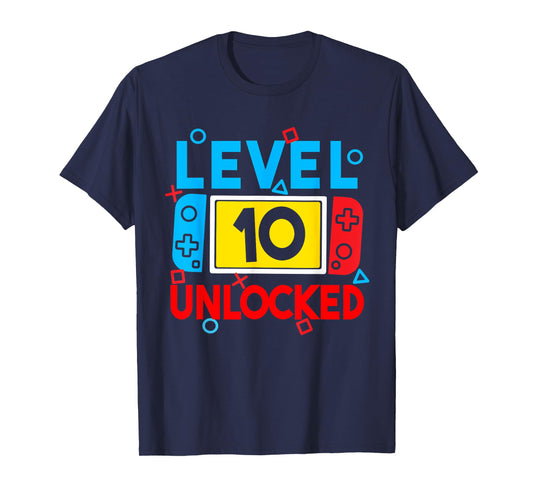 Level 10 Unlocked Gamer 10th Birthday Video Game Boys Girls T-Shirt