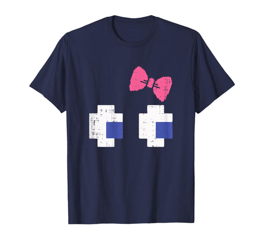 Halloween Gaming Pixel Eyes Bow Costume Girls Kids Women T-Shirt