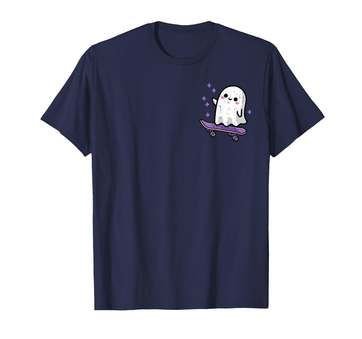 Halloween Ghost Skateboard Pocket Cool Costume Men Boys Kids T-Shirt