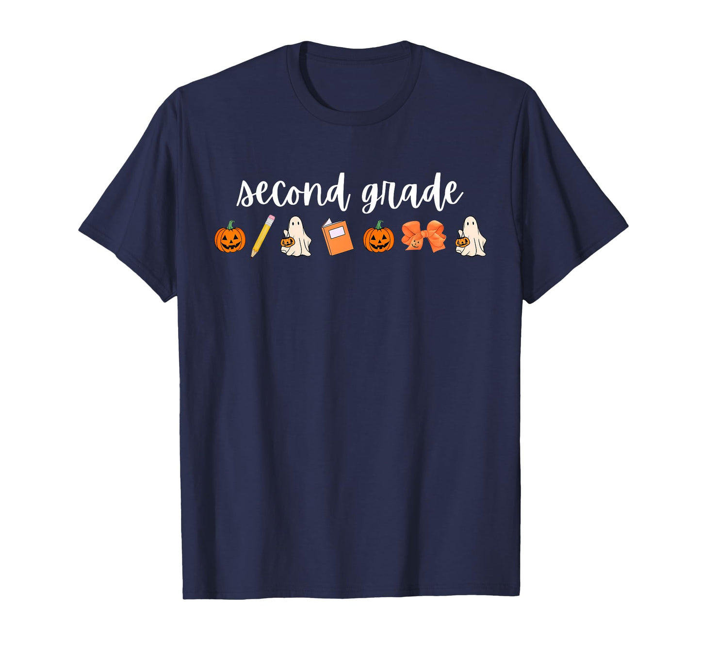 Second Grade Pumpkin Fall Ghost Halloween 2nd Grade Teacher T-Shirt