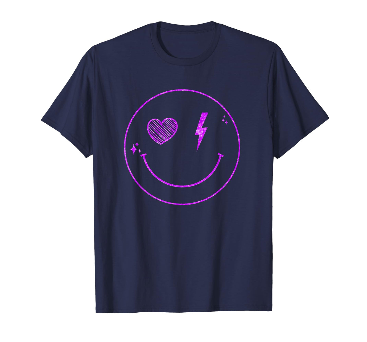 Purple Heart Lightening Smile Purple Color Graphic T-Shirt