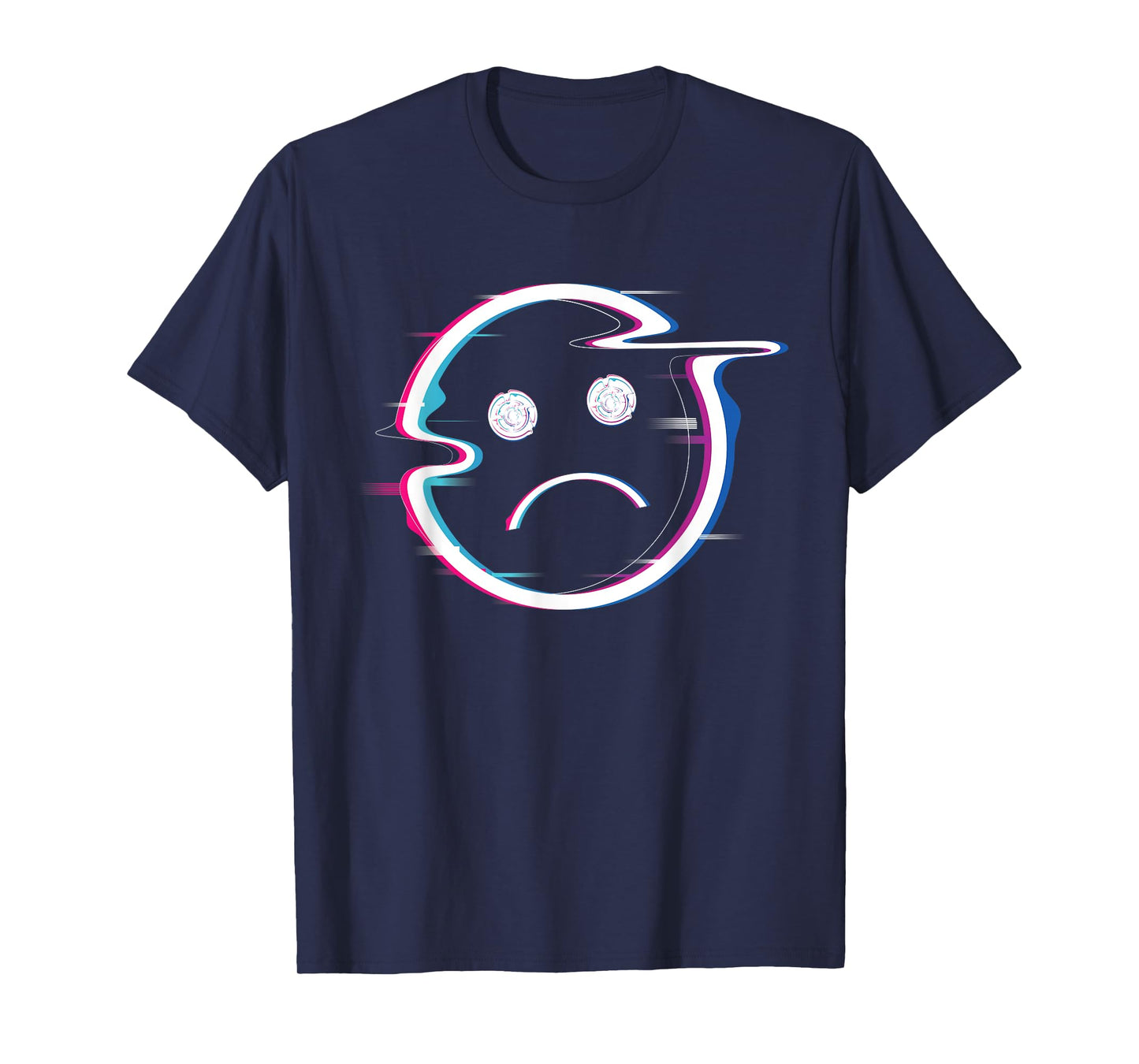 Sad Boi Pink Aesthetic Vaporwave Sadboi Sad Face Glitch Art T-Shirt