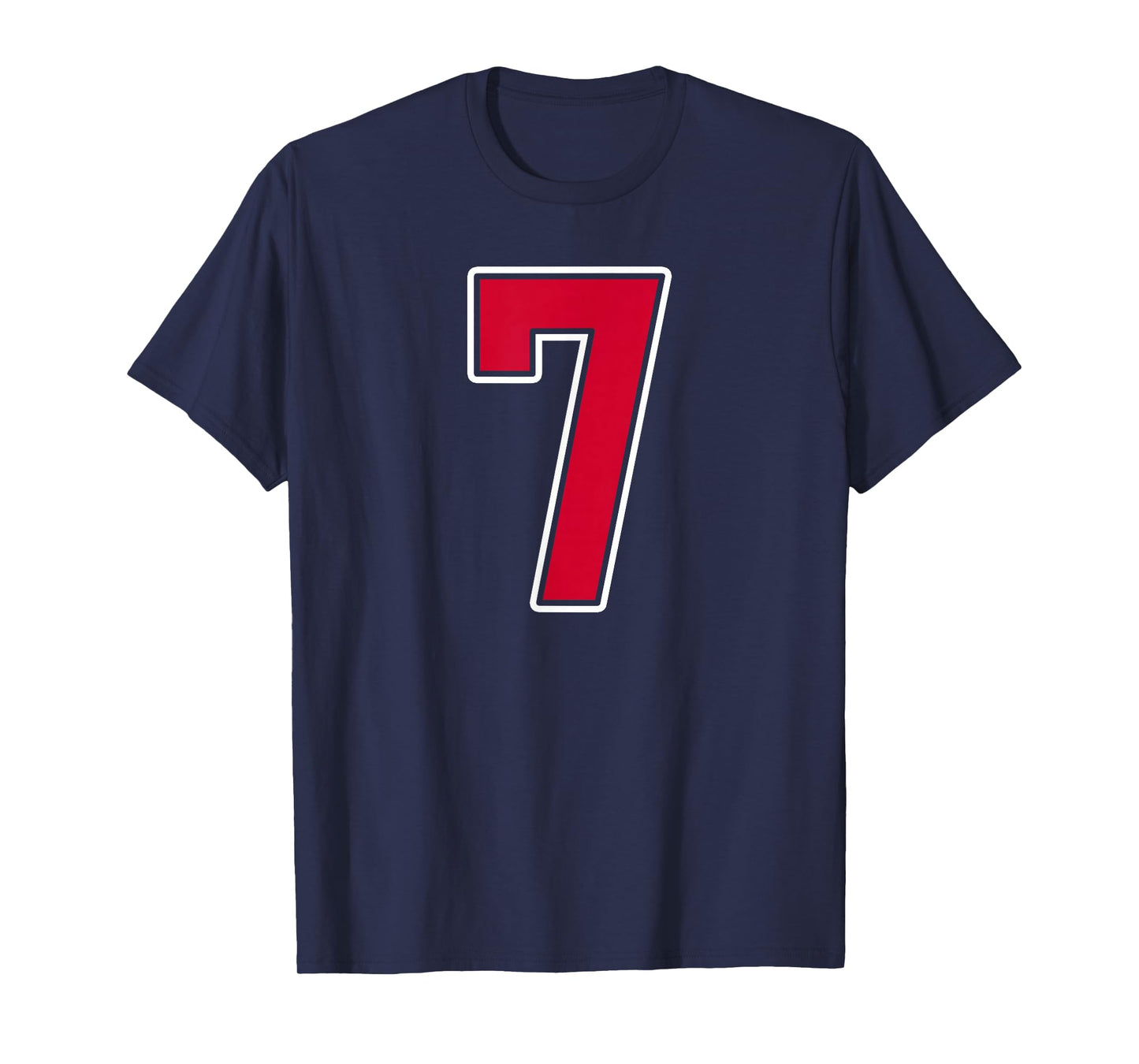 Red White Number 7 Jersey Player Uniform #7 T-Shirt