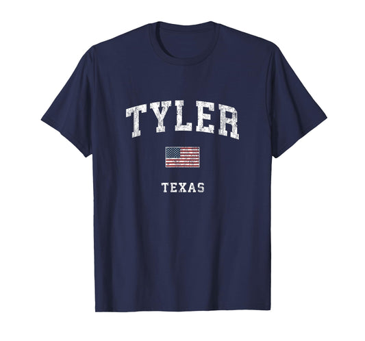 Tyler Texas TX Vintage American Flag Sports Design T-Shirt for Women Kids Men