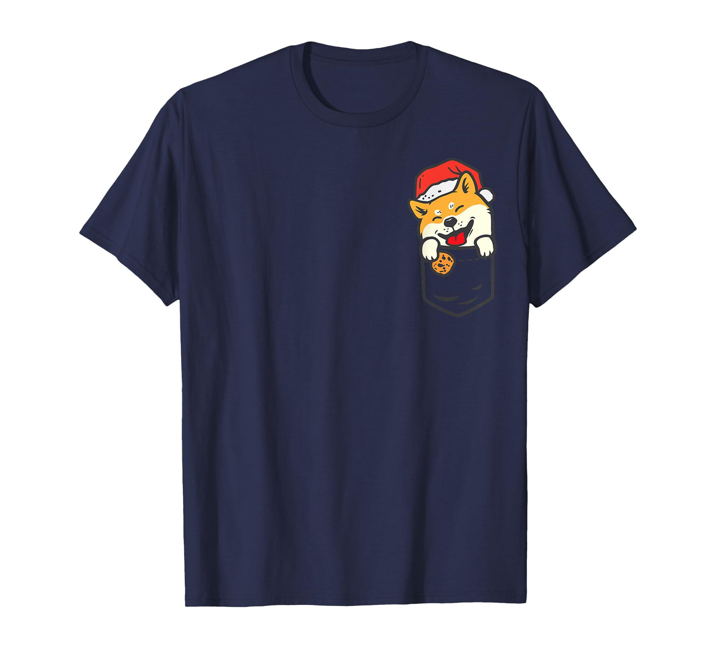 Pocket Shiba Inu Santa Cookie Cute Christmas Dog Owner PJ T-Shirt