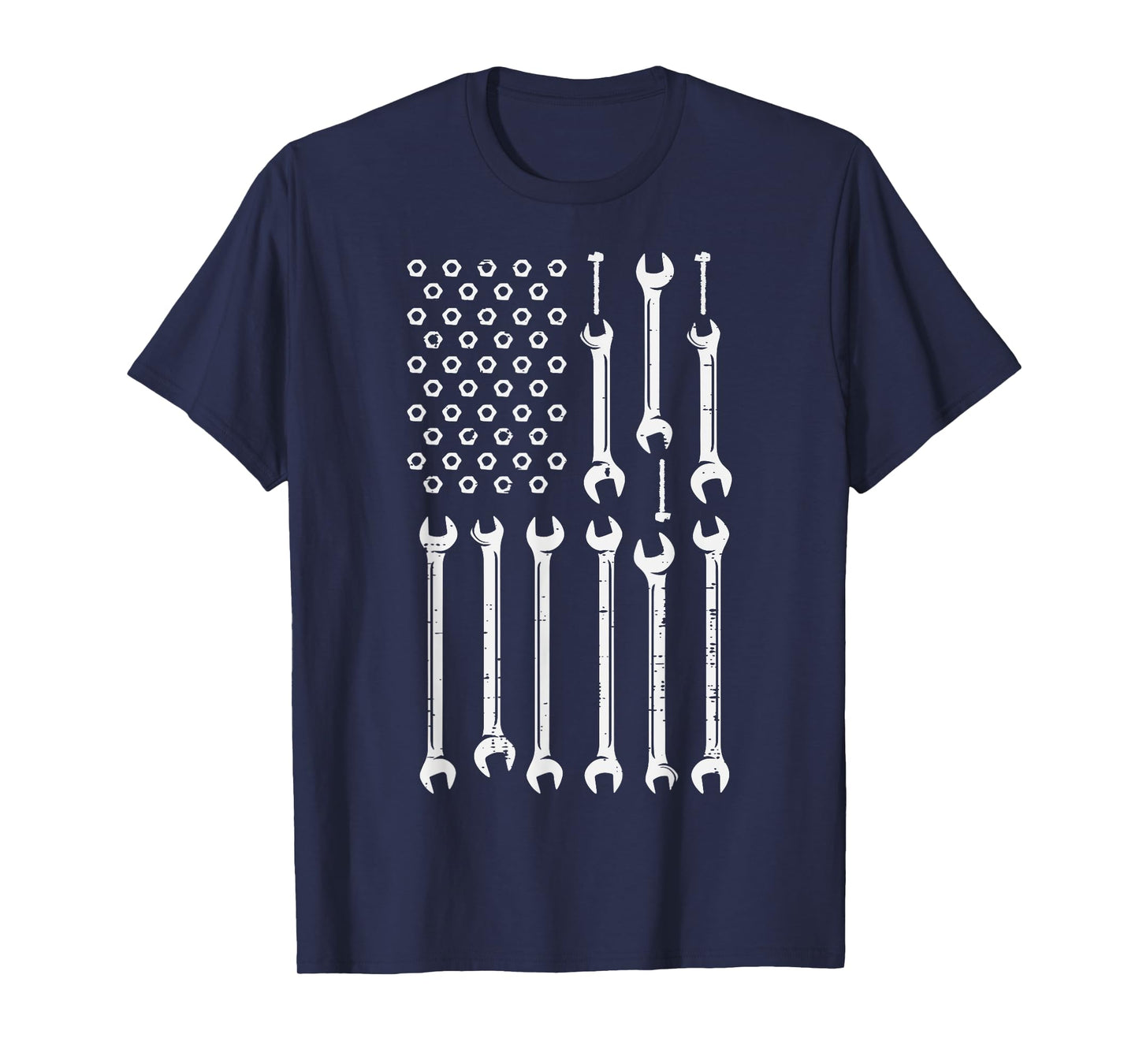 Mechanic Nuts Bolts Wrench Flag Car Auto Patriot Men Women T-Shirt