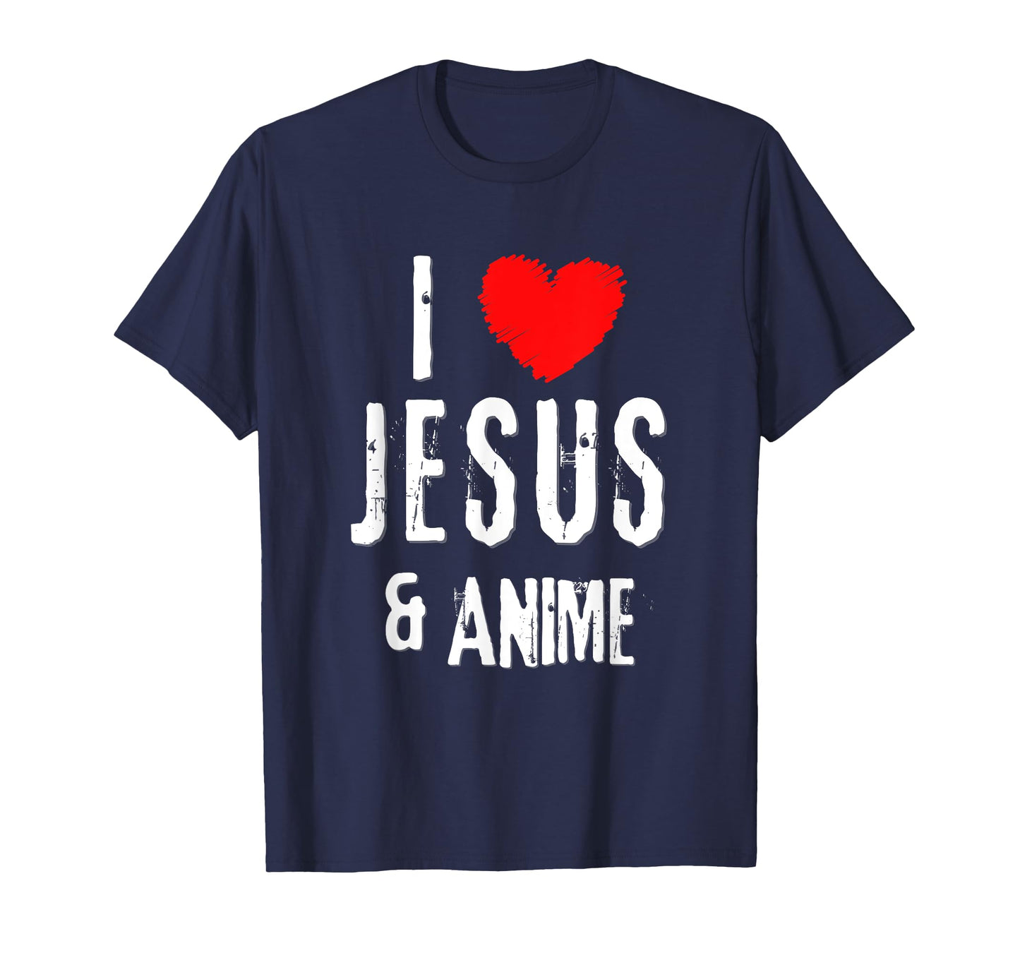 Vintage Grunge I Love JESUS & ANIME, Christian T-Shirt