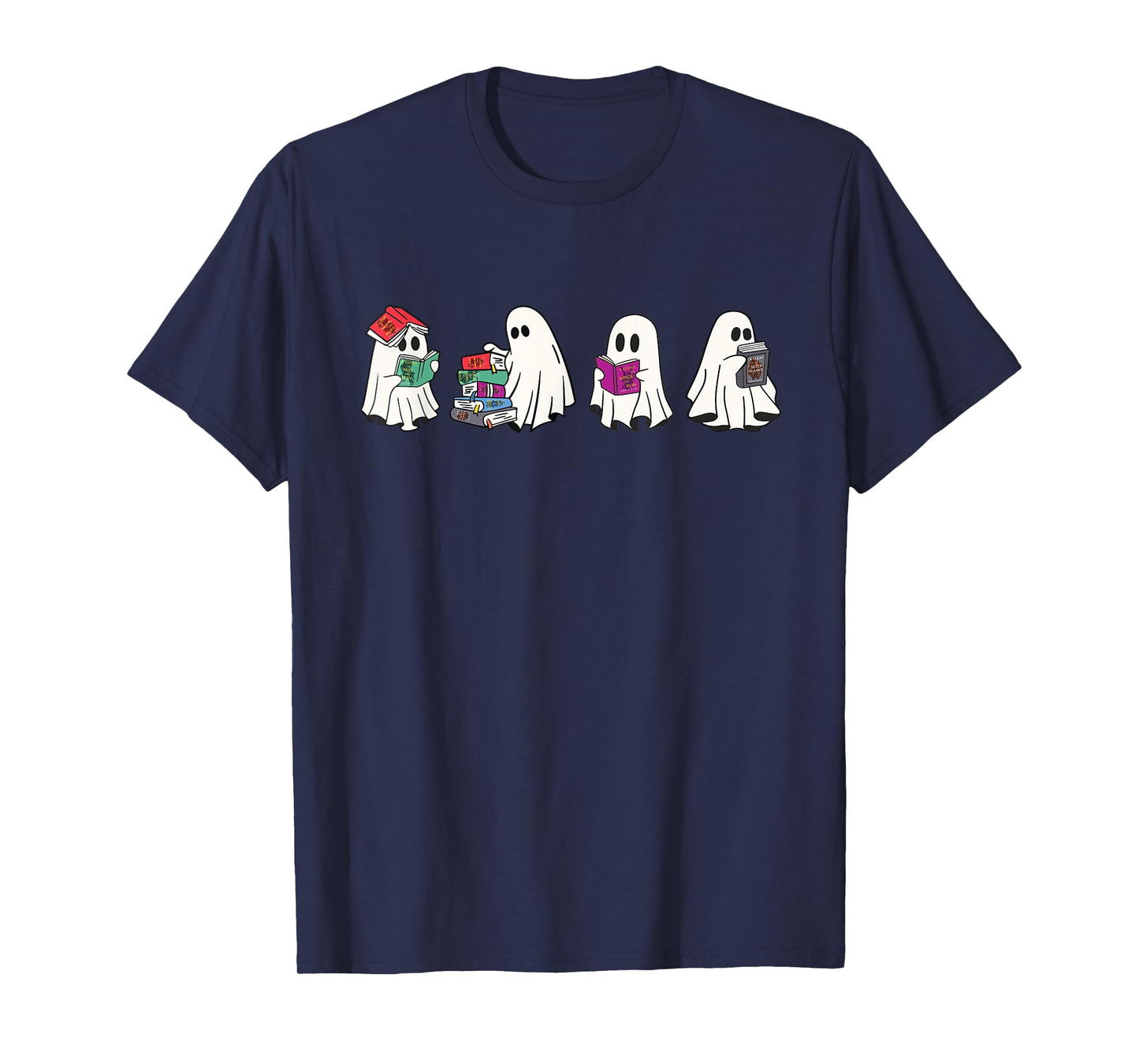 Cute Ghosts Reading Books Lover Spooky Season Halloween T-Shirt