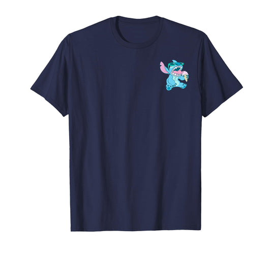 Disney Lilo & Stitch Eating Ice Cream Retro Pocket Logo T-Shirt