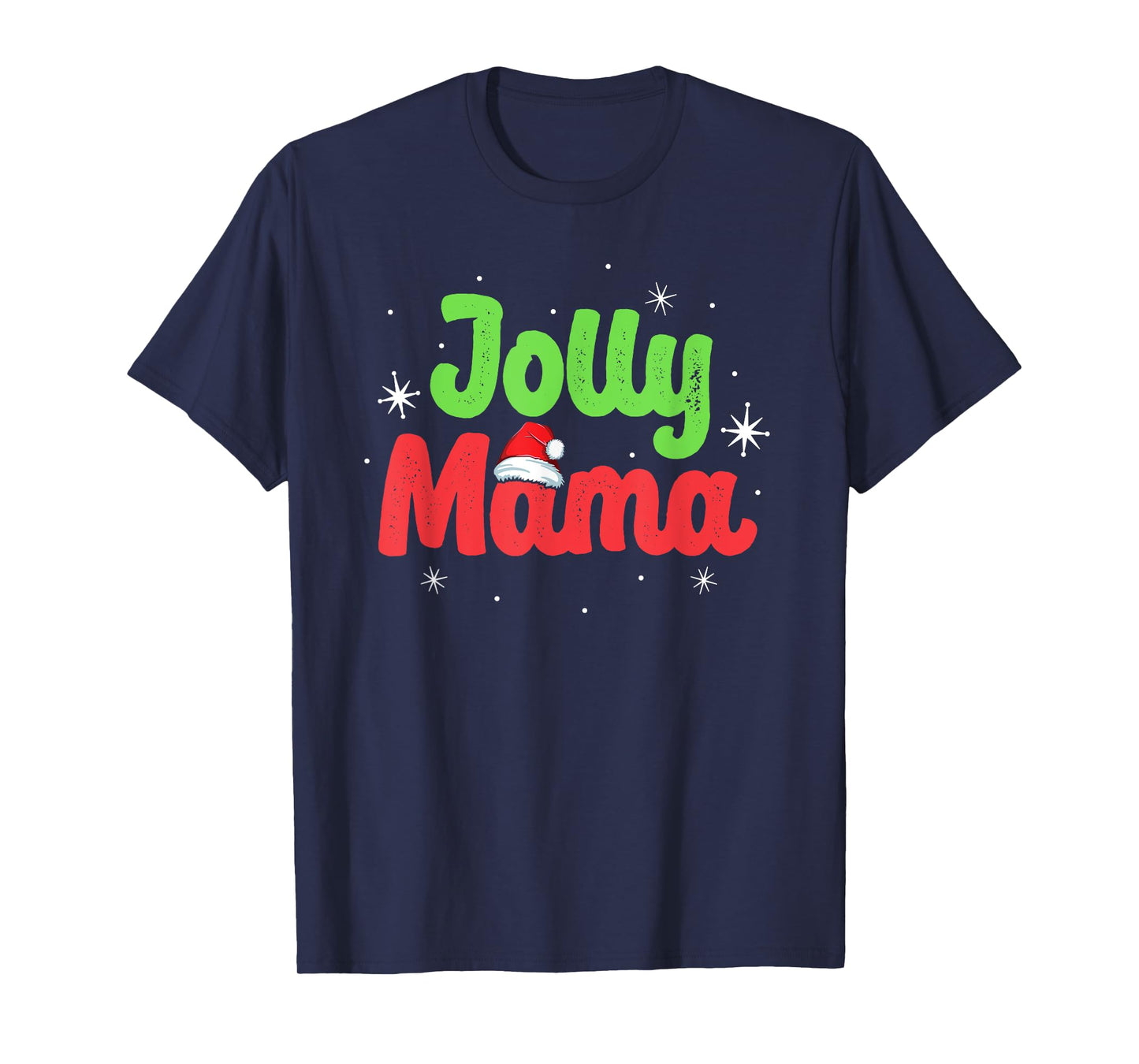 Vintage Jolly Mama Mom Mother Matching Family Christmas T-Shirt