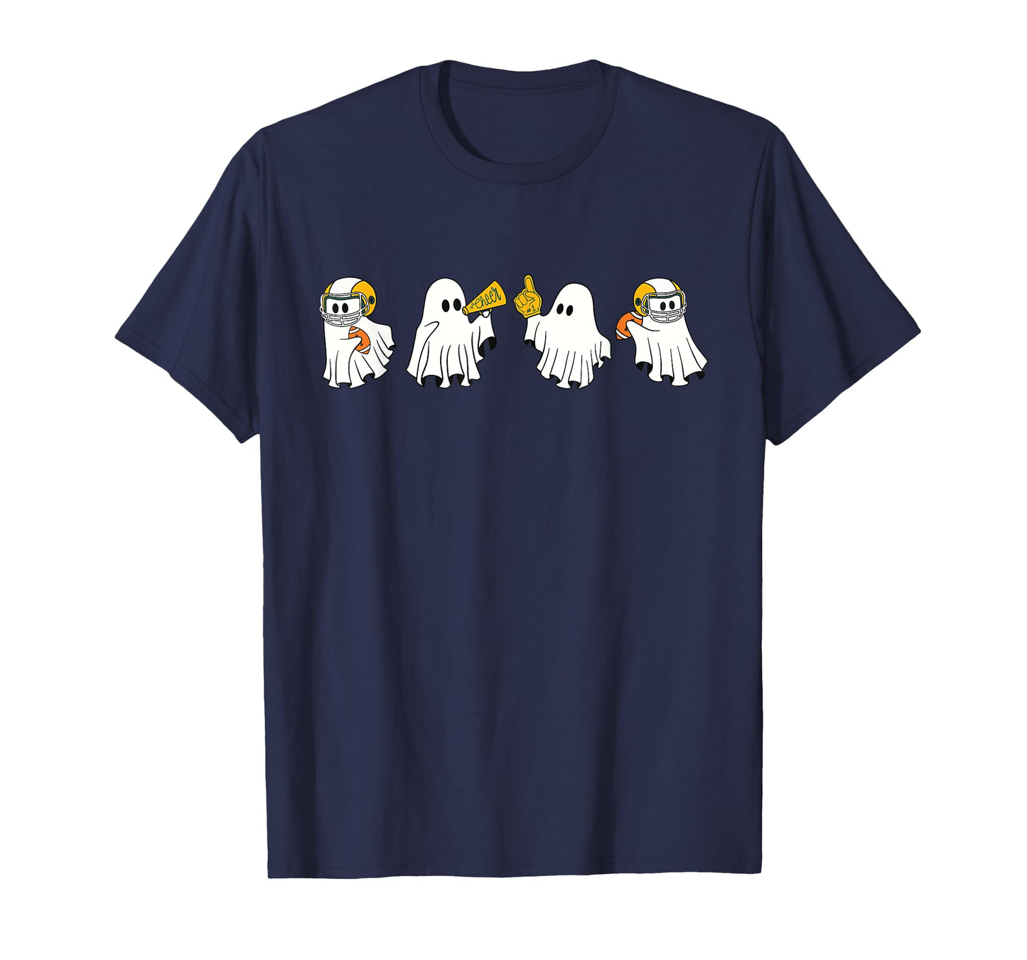 Football Ghost Sport Cheer Leader Spooky Season Halloween T-Shirt