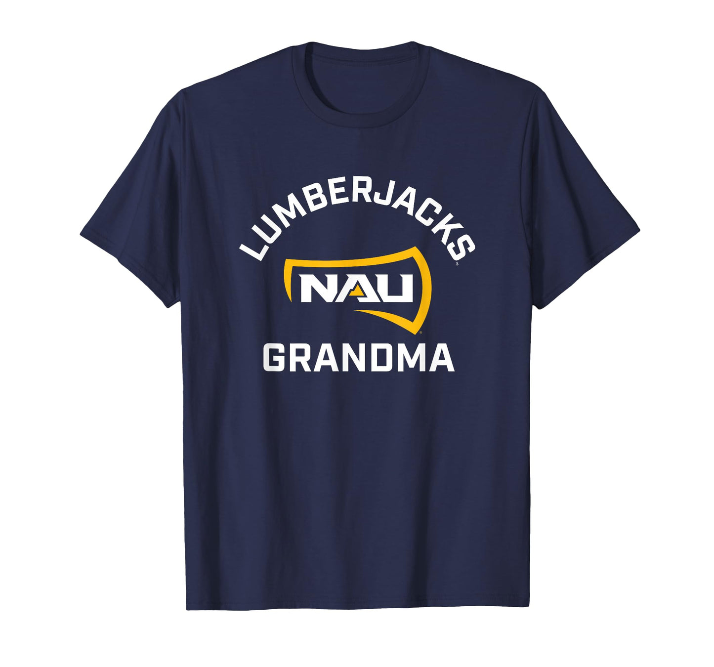 Campus Lab NAU Lumberjacks Arched Grandma T-Shirt - Blue, Unisex-Adults, Short Sleeve, Small