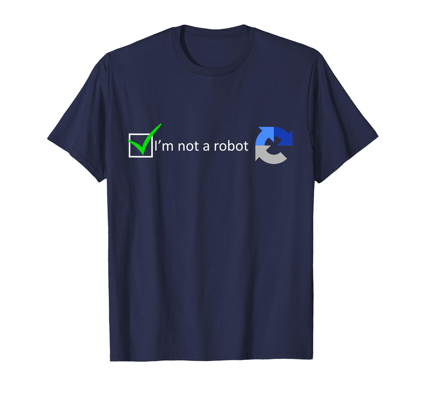 MathWare Unisex-Adults Black T-Shirt - Funny Nerdy I'm not a Robot test - Short Sleeve - Modern Classic - Robot Theme - Gaming, Coding - Letter Print - Embroidery - Size: Small