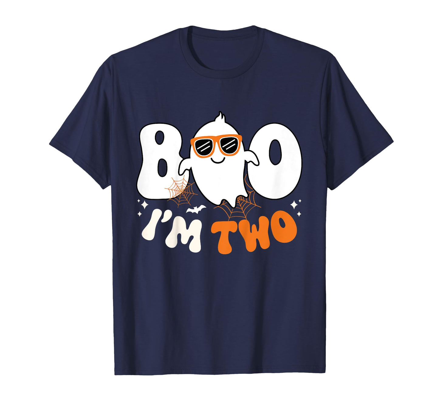 Kids Boo I'm Two Ghost Second 2nd Birthday Boy Groovy Halloween T-Shirt