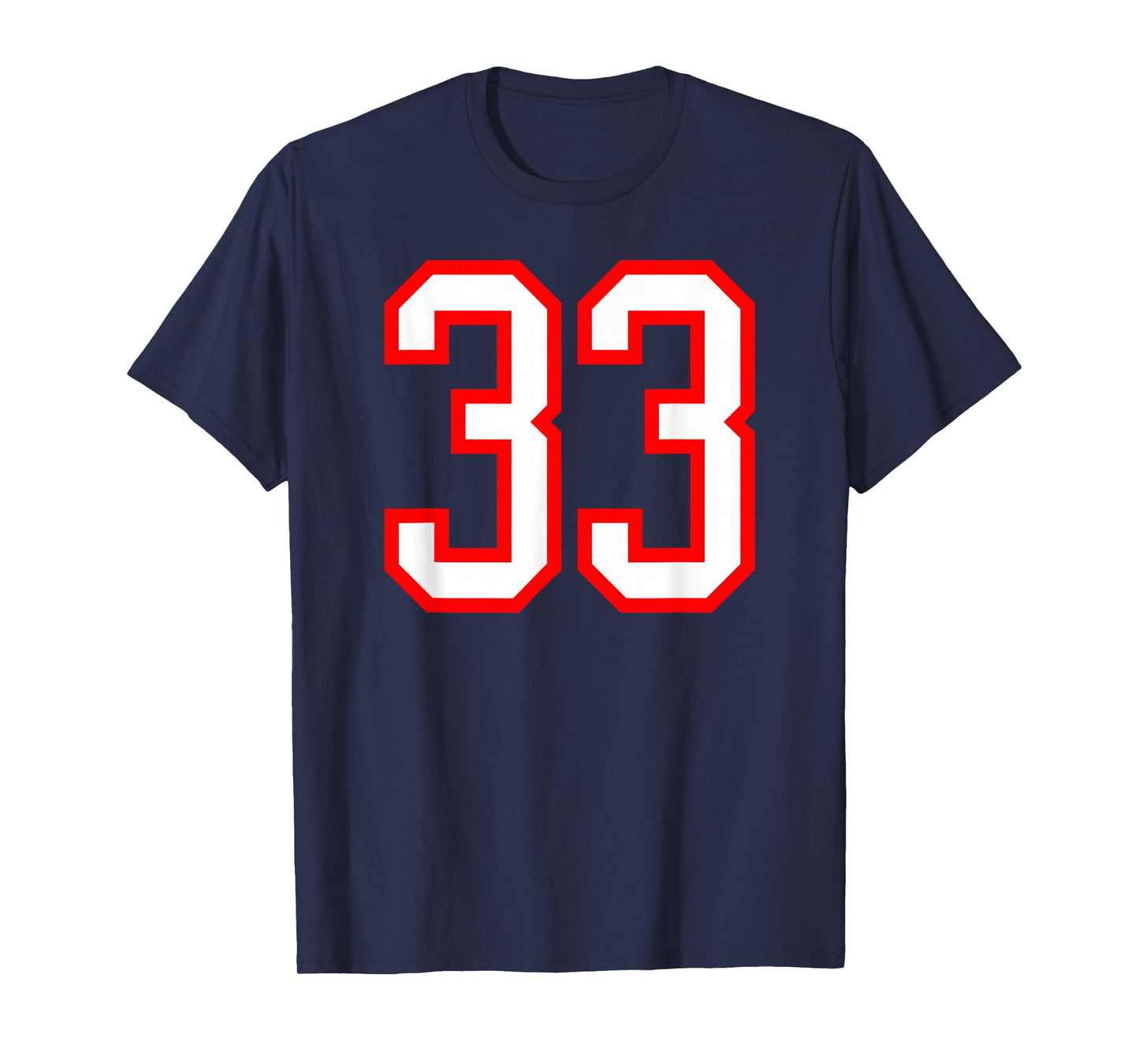 White Red Sports Team Number 33 T-Shirt