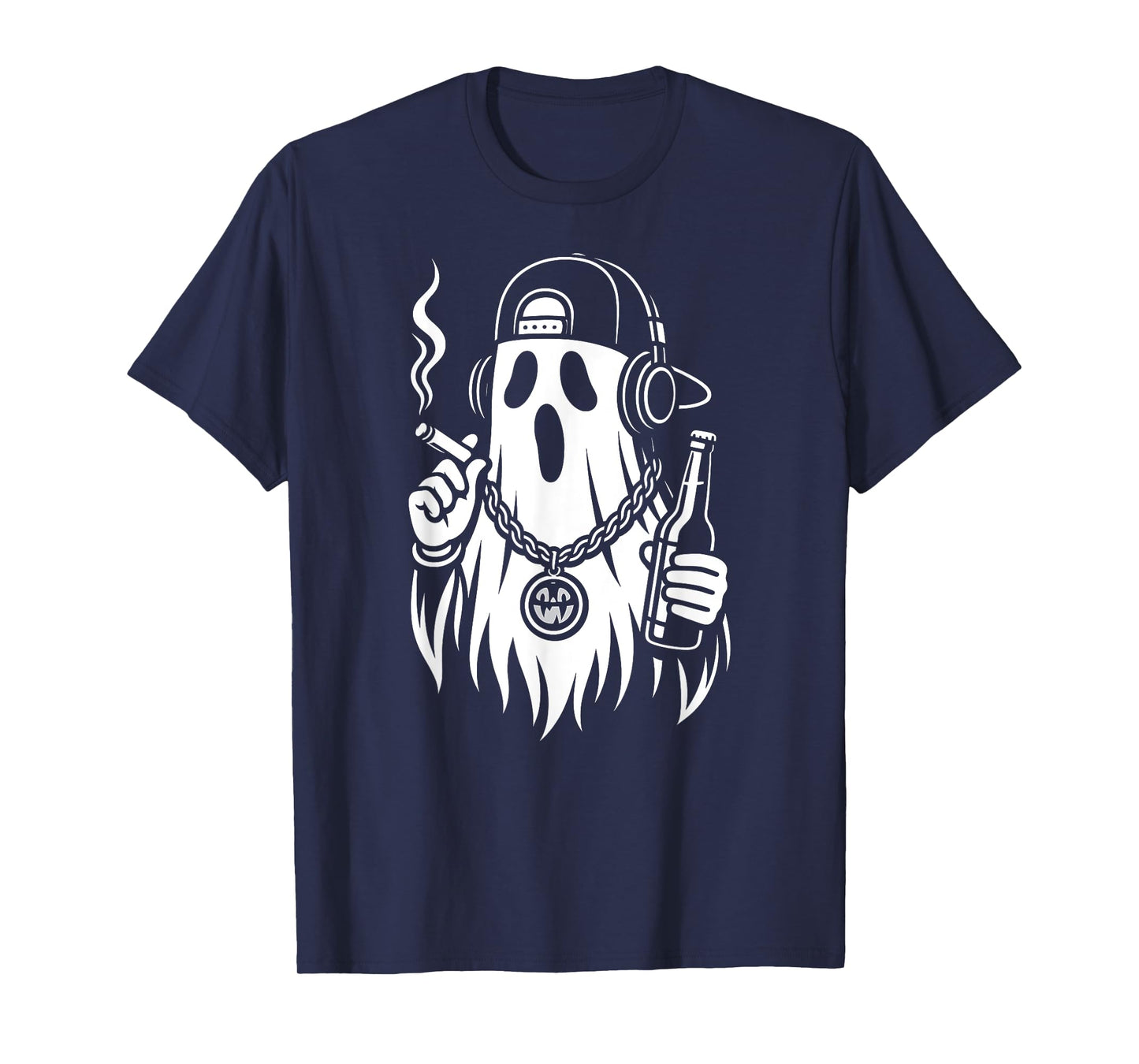 Ghost Halloween Beer Cigarette Hip Hop Men Women T-Shirt