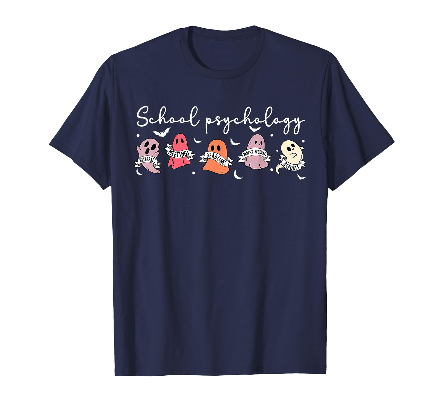 Retro Cute Ghost School Psychologist Halloween Psychologist T-Shirt