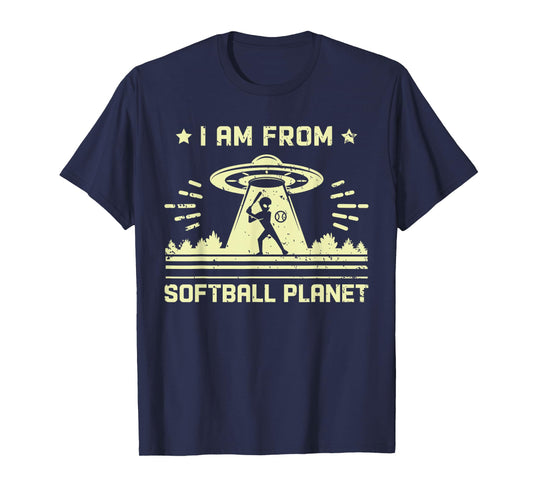 I Am From Softball Planet Funny Softball Alien T-Shirt