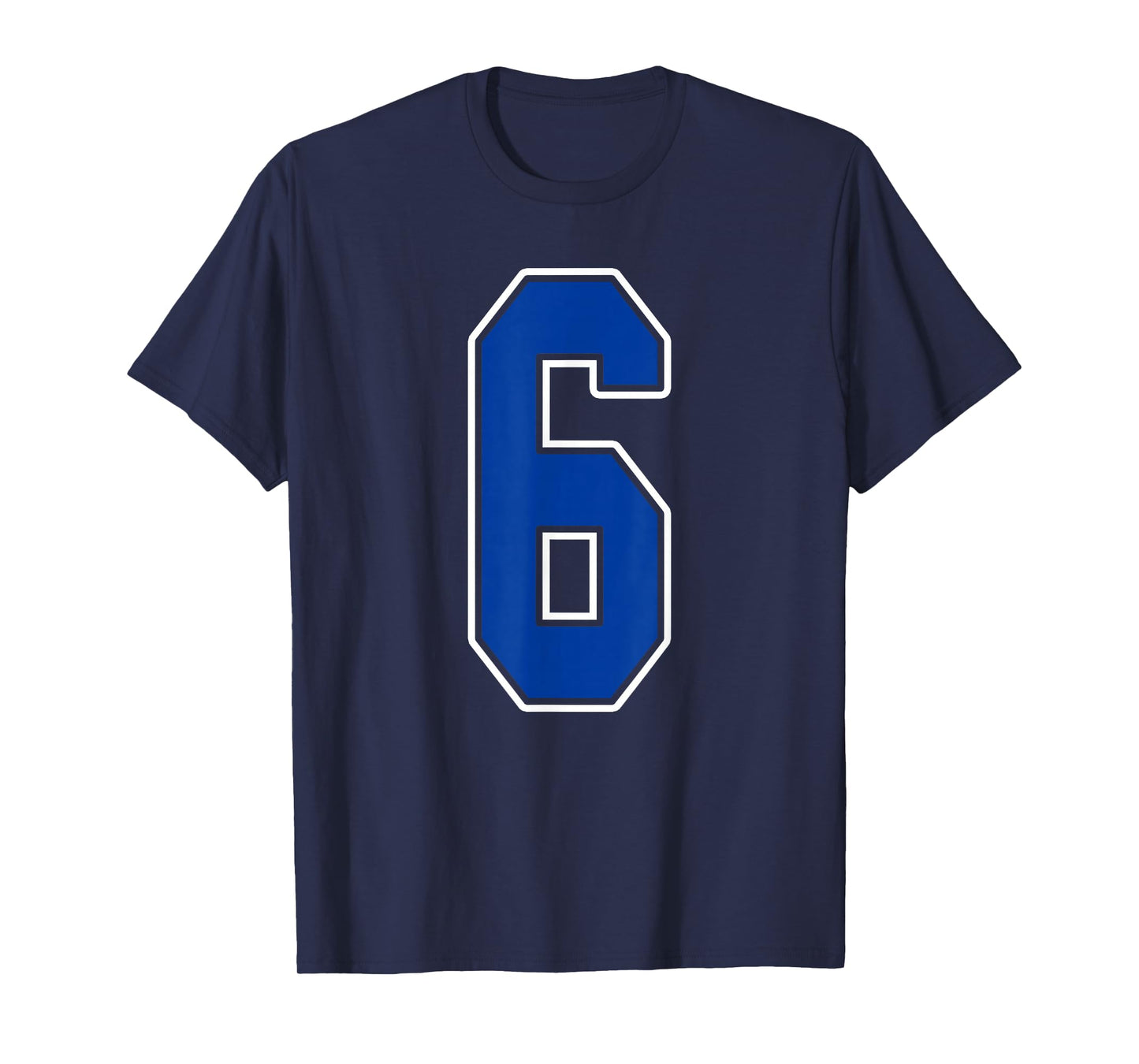 Royal Blue and White Number 6 Jersey Player Uniform #6 Fan T-Shirt