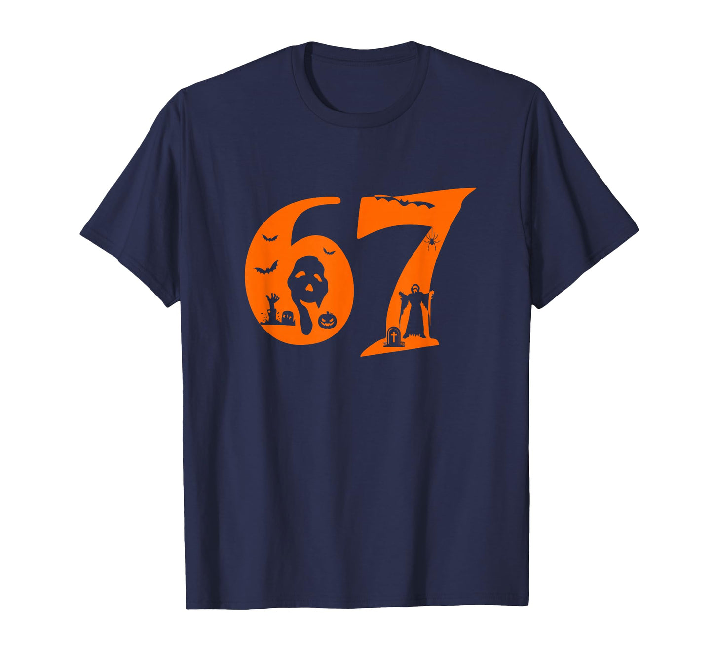Number 67 Funny Meme Saying 6 7 Six Seven Scary Halloween T-Shirt