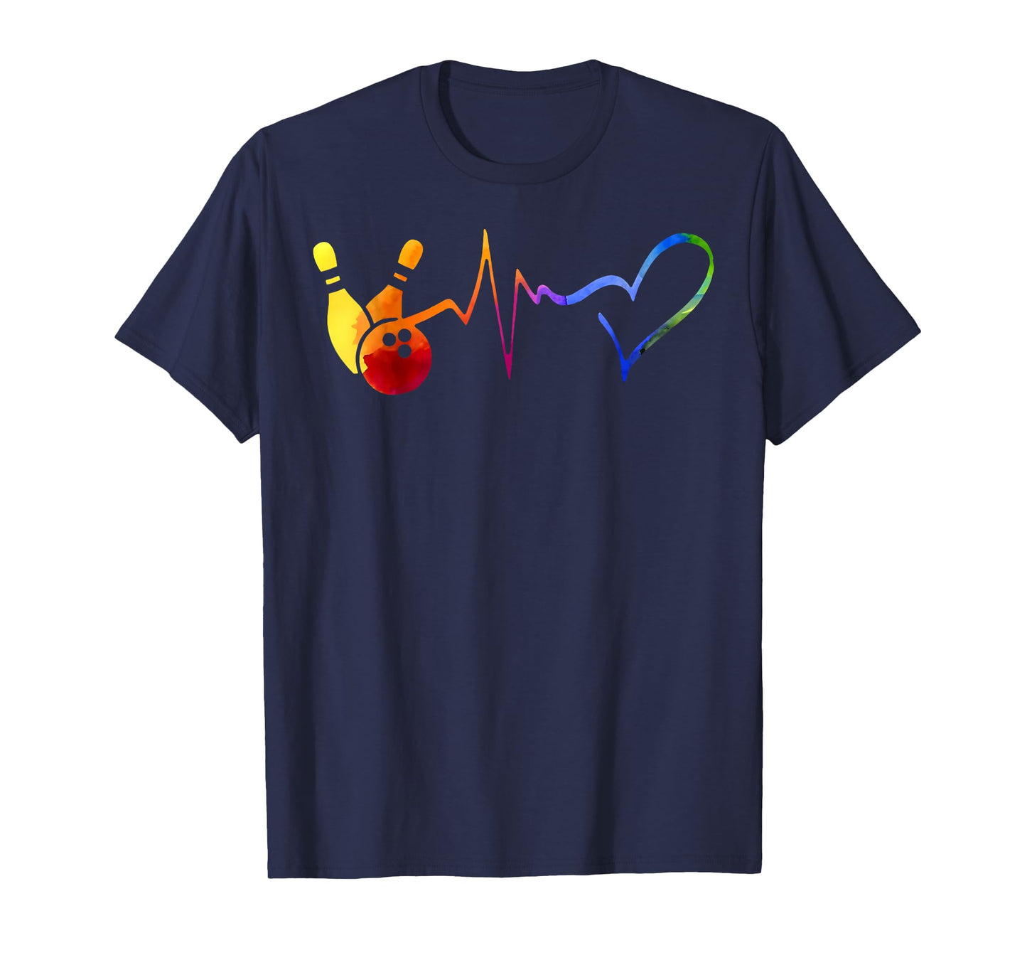Bowling Heartbeat Tie Dye Colorful Bowling Game Day Bowling T-Shirt