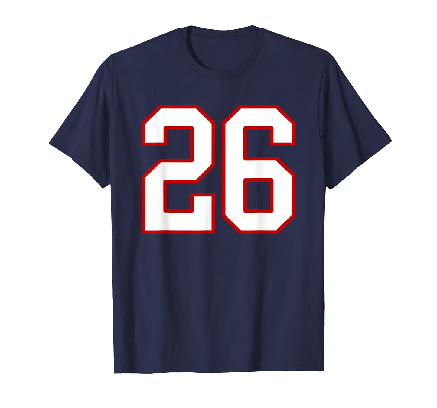 White and Red Sports Number 26 Jersey Uniform Player T-Shirt