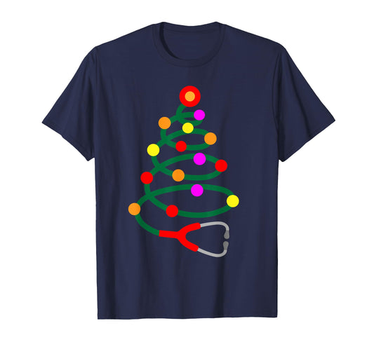 Nurse Christmas Tree Stethoscope Nurses Xmas Scrub Top T-Shirt