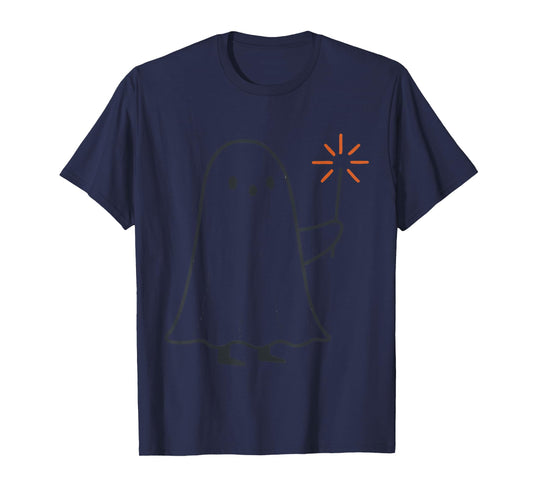 Spooky Ghost Holding Sparkler Halloween Costume Outfit T-Shirt