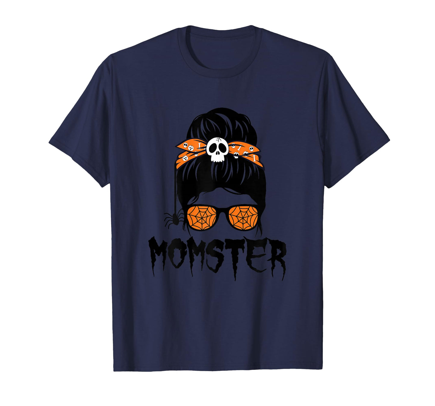 Momster Halloween Costume Skull Mom Messy Hair Bun Monster T-Shirt